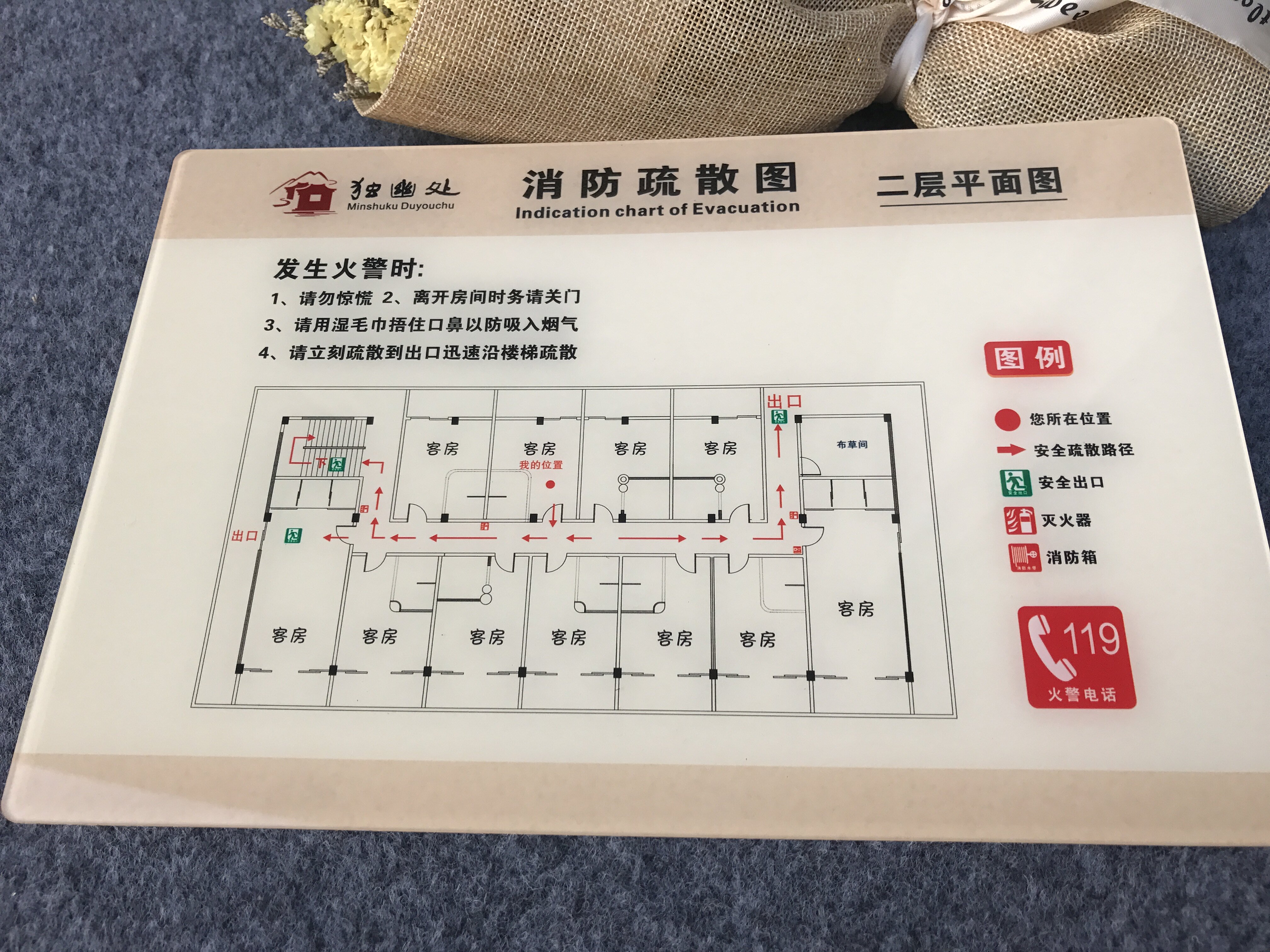 定做亚克力消防图火警紧急逃生安全疏散路线提示牌警示标牌定制
