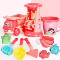 Thickened childrens beach toy set car baby shovel and bucket hourglass digging sand playing sand Cassia tools