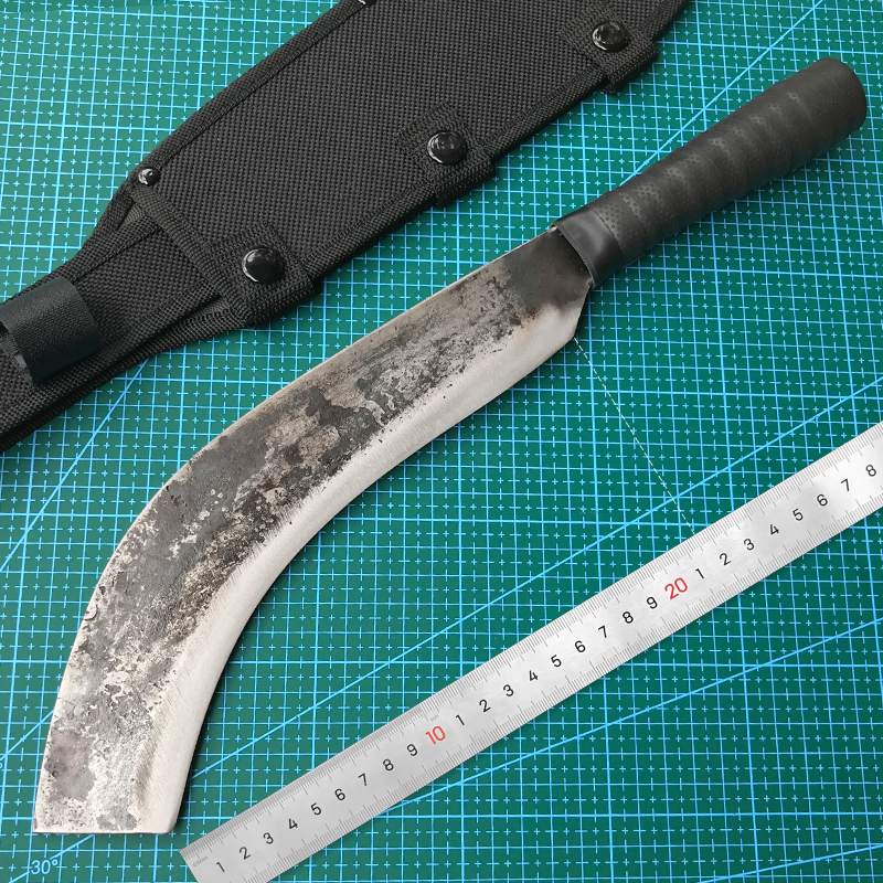 Camping wood knife machete hand forged outdoor wild fishing sickle Camping up the mountain open road Cutting branches mowing grass barrier-free knife