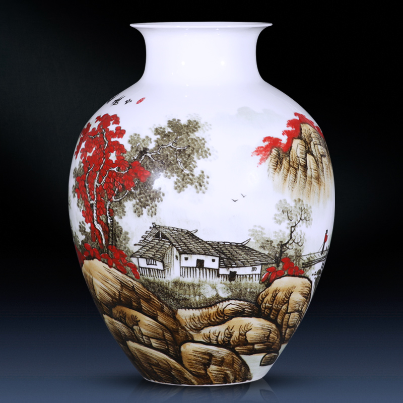 The Master of jingdezhen ceramic vase hand - made the mountain somebody else China modern Chinese style household decoration decoration TV ark