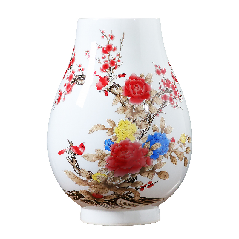 Jingdezhen ceramics powder enamel vase peony furnishing articles of Chinese style water raise porcelain big sitting room adornment handicraft