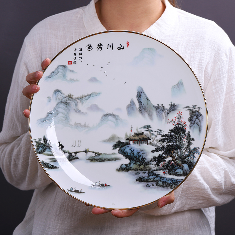 Jingdezhen ceramic hang dish place decoration plate up phnom penh ipads porcelain light modern new Chinese style key-2 luxury sitting room adornment