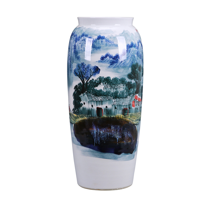 Jingdezhen ceramics of large vase furnishing articles large quiver glaze color hand - made under big porcelain decorative bottle