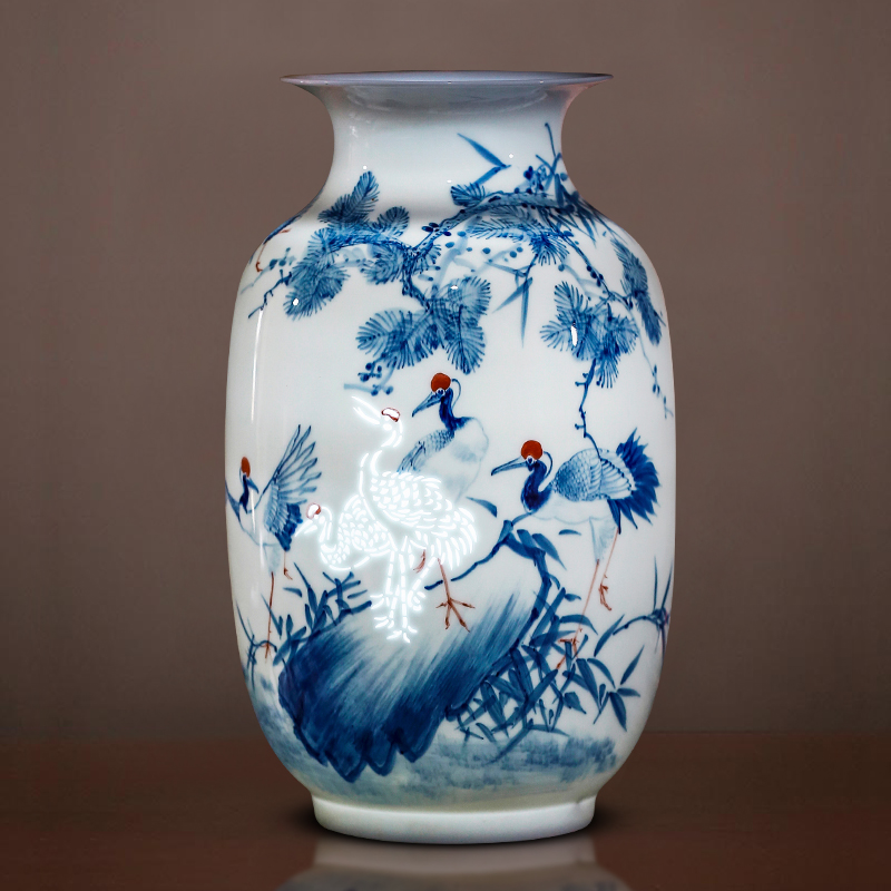 Jingdezhen ceramic hand - made porcelain vase of new Chinese style household flower arranging rich ancient frame sitting room adornment handicraft furnishing articles