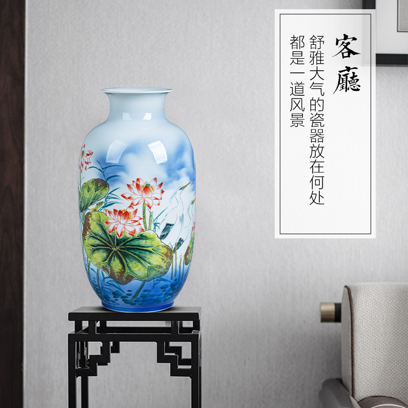 Jingdezhen ceramics hand - made vases, lotus flower arranging idea gourd bottle of large ground sitting room household decorations furnishing articles