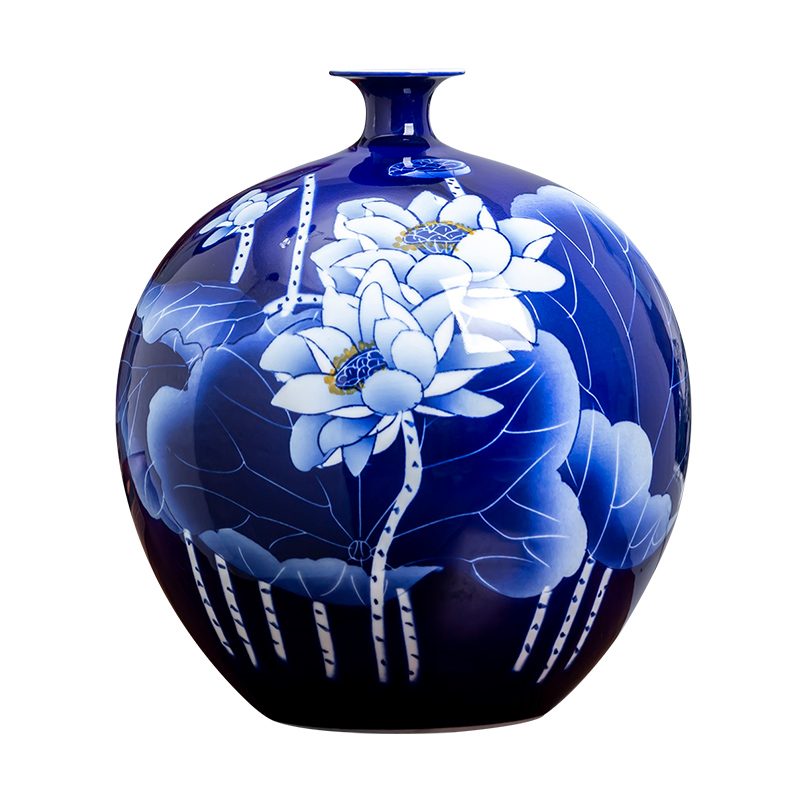 Jingdezhen blue and white porcelain vase hand - made ceramics lotus flower arrangement sitting room adornment of Chinese style household act the role ofing is tasted furnishing articles