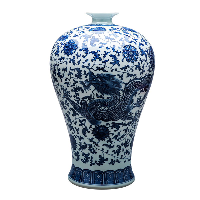 Jingdezhen ceramics antique hand - made of blue and white porcelain vase landed name plum bottle of Chinese style home sitting room adornment is placed