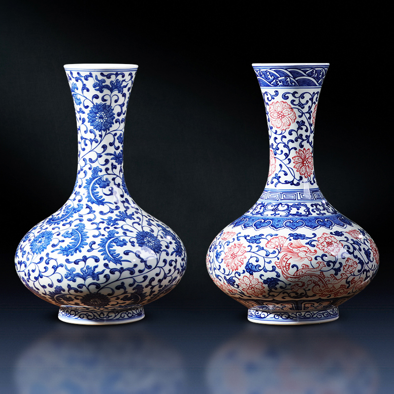 Jingdezhen ceramics vase archaize manual hand - made of blue and white porcelain bottle Chinese style living room home furnishing articles