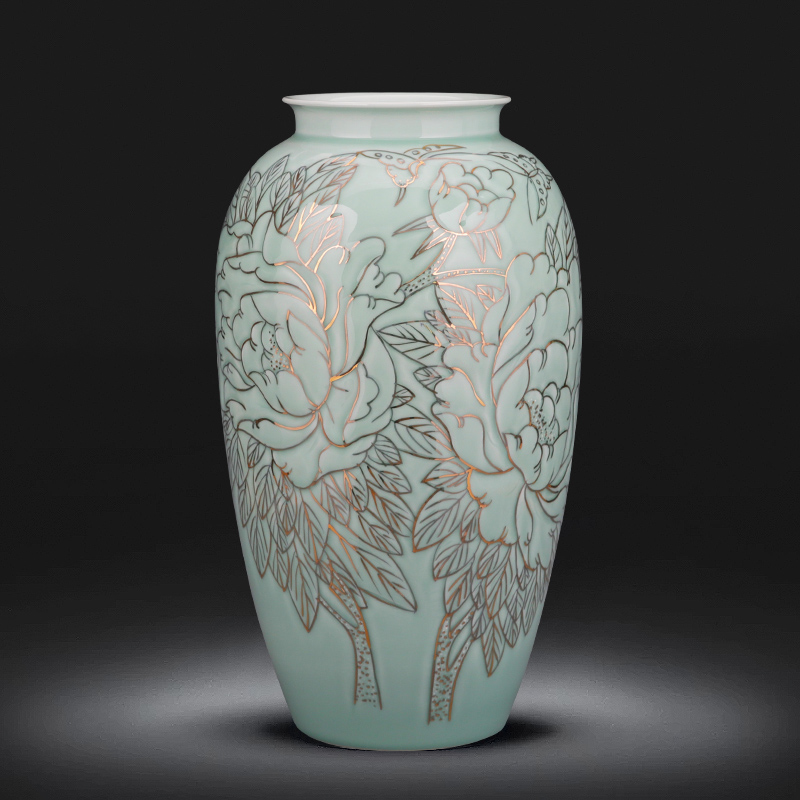 Hand the see colour blue glaze porcelain jingdezhen ceramics vase landed a large Chinese sitting room adornment is placed