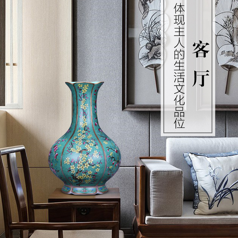 Jingdezhen ceramics vase flower arranging Chinese archaize sitting room qianlong pastel TV ark, wine accessories furnishing articles