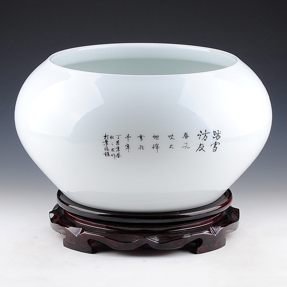 Hong xuan jingdezhen ceramics snow water cylinder shallow goldfish turtle refers to basin of modern classical home furnishing articles