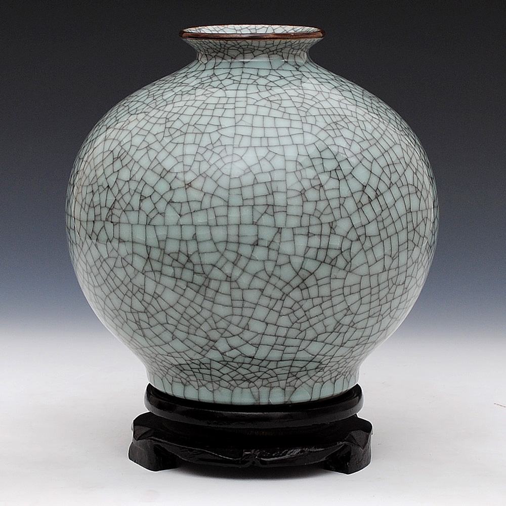 Jingdezhen ceramics glaze cracks archaize up vase pomegranate bottles of modern Chinese style living room decoration mesa furnishing articles
