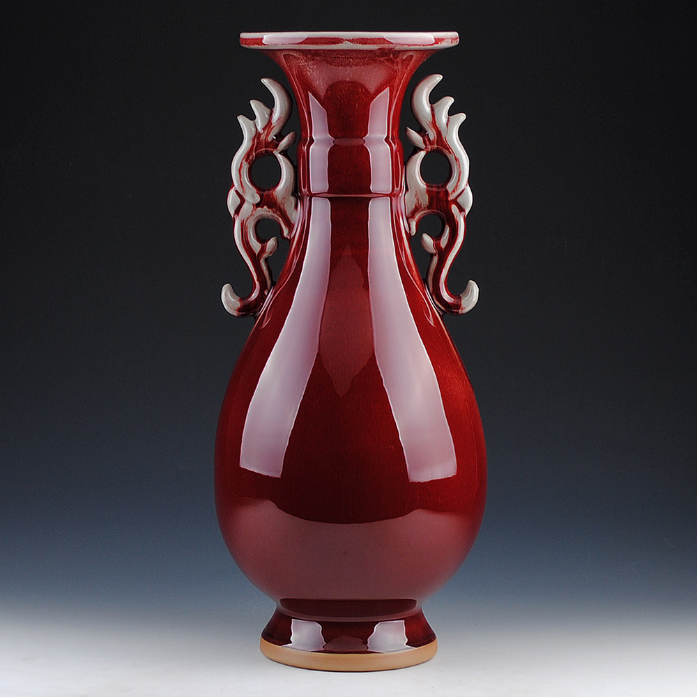 Jun porcelain of jingdezhen ceramics slicing ears ruby red vase okho spring Chinese domestic act the role ofing handicraft furnishing articles