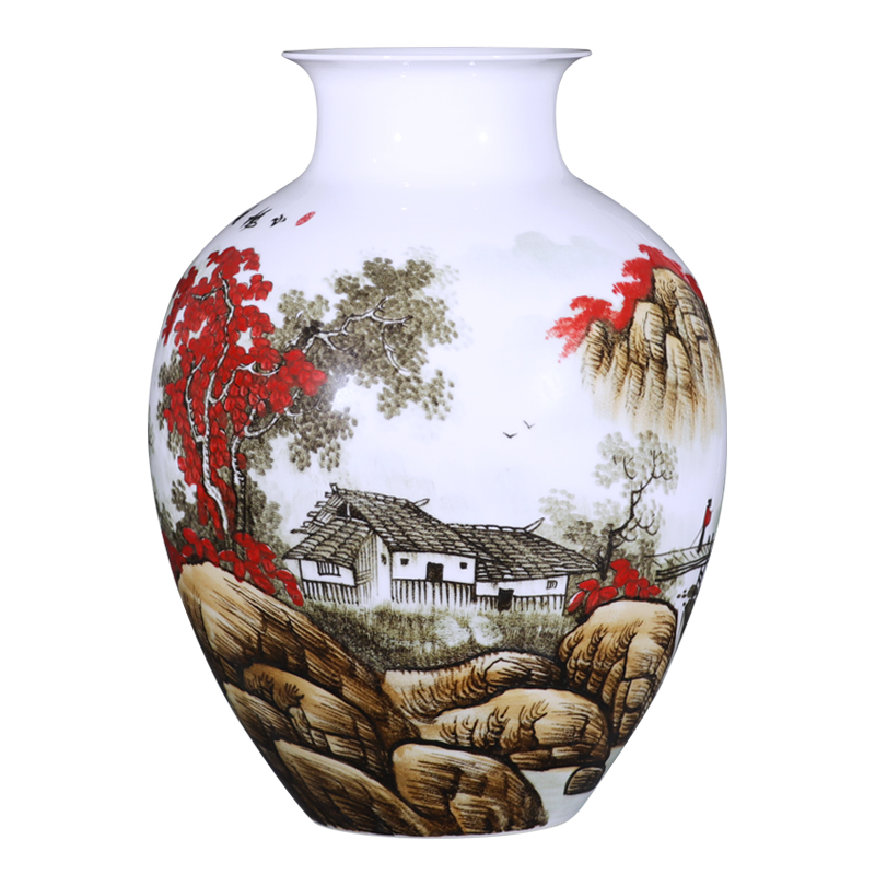 The Master of jingdezhen ceramic vase hand - made the mountain somebody else China modern Chinese style household decoration decoration TV ark