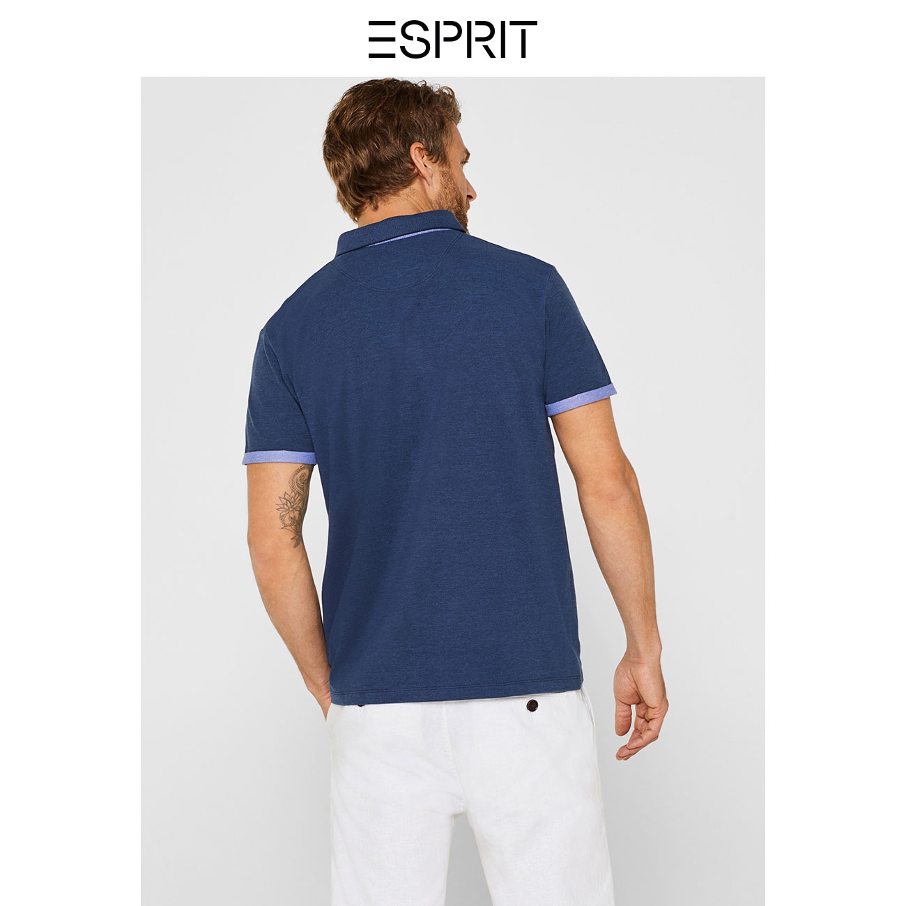 esprit男士短袖t恤纯棉商务休闲撞色简约polo衫夏新款059ee2k017
