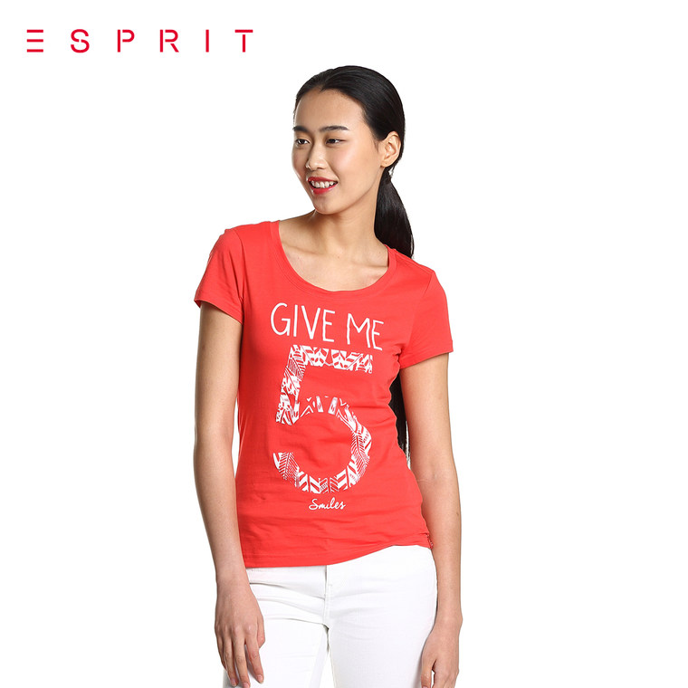 【折】ESPRIT EDC女士休闲时尚百搭款短袖T恤-035CC1K027吊牌价99