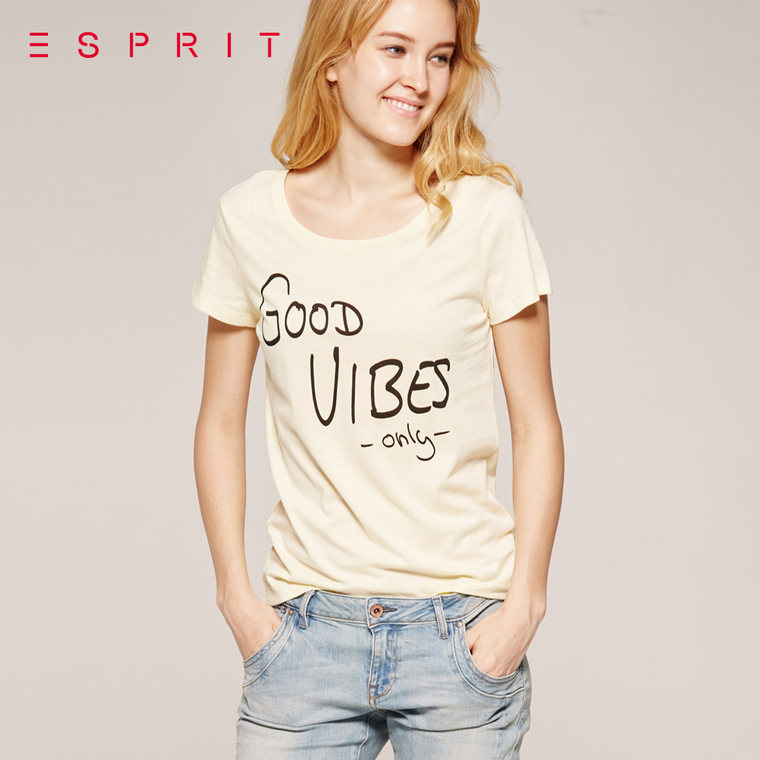 新品 ESPRIT EDC女士夏季字母短袖T恤-075CC1K041吊牌价99