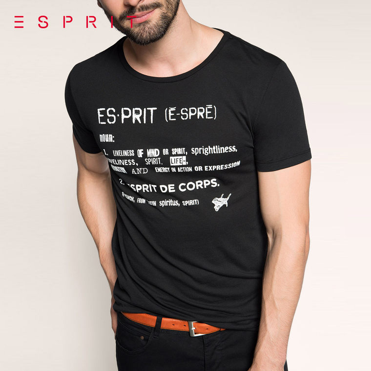 聚 折 新品 ESPRIT 男士时尚印花短袖T恤-065EO2K003 吊牌价259