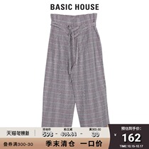 Basic House Hundreds of Good Women Women Shopping Mall Same check Elasticated Elastic High Waist Casual Suit Pants HTPT322C
