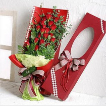 Shanghai Flowers Express Birthday Gift Xujiahui Zhabei Birthday Flowers Red Rose 19 Gift Boxed Bouquet