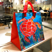 European and American oil painting mysterious turtle waterproof storage shoulder large capacity portable travel bag environmental protection shopping bag womens bag