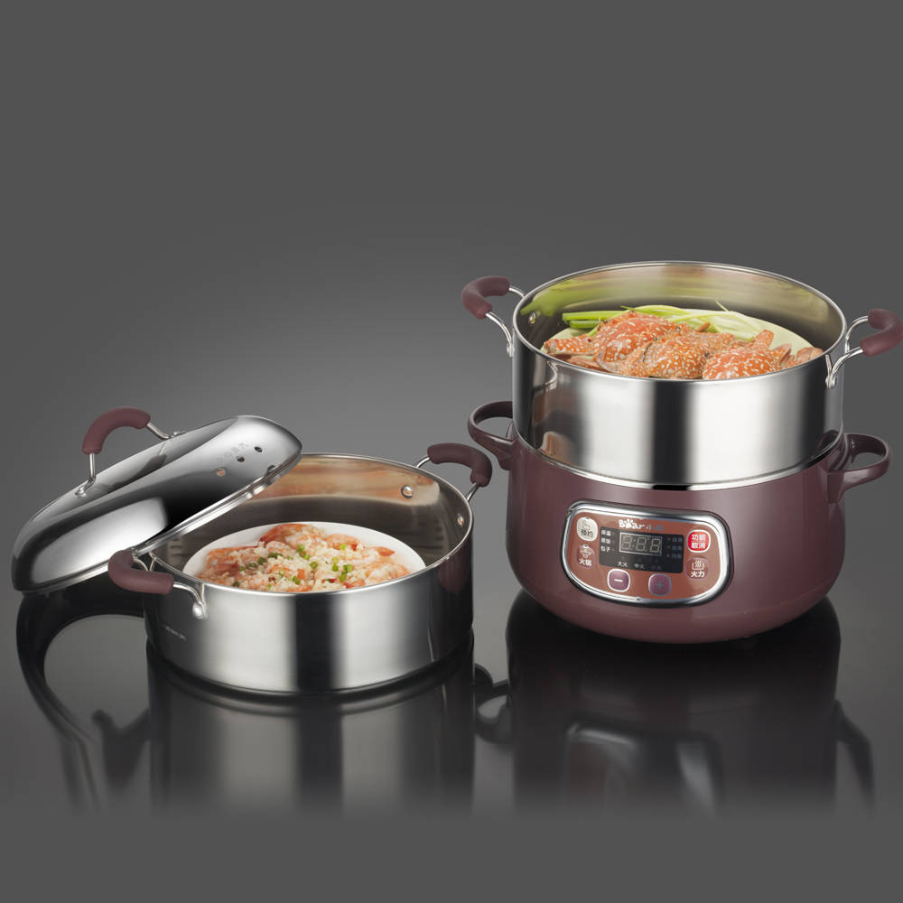 little bear electric steamer multi-function household stainless steel three-layer large-capacity steaming and boiling stew-shabu-shabu steam pot