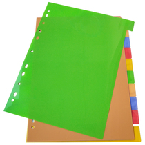10 pages a4 color partition paper plastic loose leaf sheet cardboard label classification paper file file index cardboard 11 holes