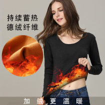 Autumn-winter-beating undershirt woman long sleeve t-shirt grinding thickened warm inner hitch fit for large code No-scratched blouses with velvety autumn clothes