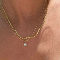 Wearring custom square AAA zircon necklace women Super Flash luxury European and American style niche simple snake bone chain