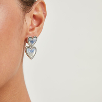 WEARRING peach heart earrings fashion cute all-match copper gold-plated mother-of-pearl niche design exquisite sweet earrings