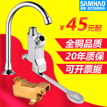 Wall type Medical foot type Faucet valve Food wash basin Single cold laboratory wall-mounted vertical foot switch