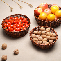 Fruit basket Rattan storage basket fruit plate Fruit basket Living room fruit plate Household steamed bun basket Rattan storage basket dried fruit plate