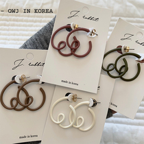 South Korea imported East Gate spring and summer refreshing love heart-shaped line studs Morandi color earrings earrings earrings earrings