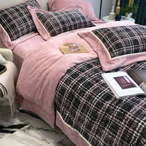 Upscale Lashel four pieces of winter thickened milk suede bed linen with velvety cover and a minimalist style retro-bed product