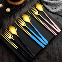 304 stainless steel portable tableware fork single office worker student travel picnic chopsticks spoon three-piece set