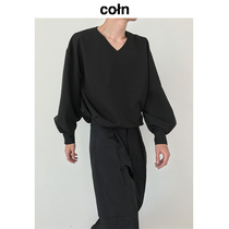 Brown Classic) Classic Series) basic v-neck shirt silhouette shape V-neck long sleeve shirt