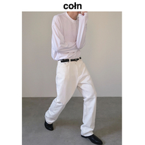 Classic) over long white pants white loose straight pants