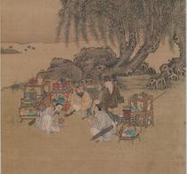 Clear < Lyu Shade Tea Chart Page > Ultra High Definition Electronic Picture Decoration Spray Painting Appraisal of the Imitation Country Painting Material