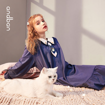 Anzhipai Nightdress Women Spring and Autumn Cotton Long Sleeve Pajamas Sweet and Lovely Home Clothes Skirt Spring Skirt