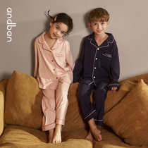 Anzhipai Childrens Pajamas Girls Spring and Autumn Long Sleeve Cotton Boys Childrens Family Clothes Two Family Parent-Child Set