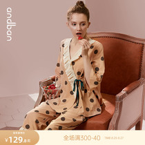 Anns companion pajamas womens spring and summer sweet princess style three-point short-sleeved woven stripes cute girl large size home clothes