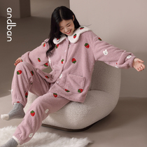 (Double eleven pre-sale) Anzhipajamas womens winter New Cute plus velvet padded coral velvet home suit