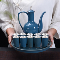 999 sterling silver cup Silver wine glass set Household handmade white wine cup Vintage gilt silver jug high-legged small wine glass