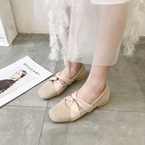 Square Head Small Single Shoe Woman 2022 New Fairy Chic Korean Version Low Heel Strap Retro Ballet Late Evening Wind Grandma Shoes
