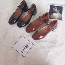 Fairys shoes Korean version chic shallow mouth single shoes womens retro art 100 hitch in line with Mary Jane shoes Hepburn