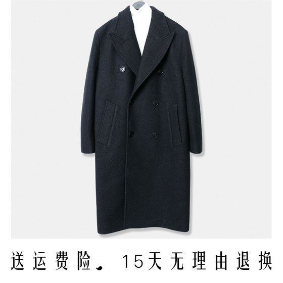 ZA men's autumn and winter new bead leather texture wool long coat coat men's European and American simple classic windbreaker ZA men's autumn and winter new bead leather texture wool long coat coat men's European and American simple classic windbreaker