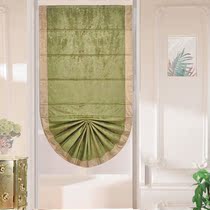 Retro flannel color matching shading roman curtain new Chinese study small window staircase partition decoration lifting fan