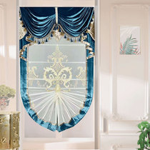 European Jaou-style villa flannel embroidered gauze curtain wine red roman curtain study stairs partition balcony decorative curtain