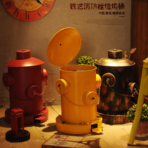 Retro Industrial Wind Iron Art Fire Hydrant Trash Can Living Room Creative Home Bar Kitchen Toilet with cover Large number