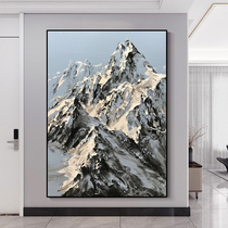 Notareart hand-painted oil painting Majestic peaks and mountains snow mountain porch background decorative painting living room abstract hanging painting